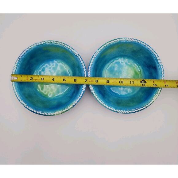 Salad Serving Set Cynthia Coulter Nautical Ocean Seaside Blue Stripes July 4th - Picture 8 of 15